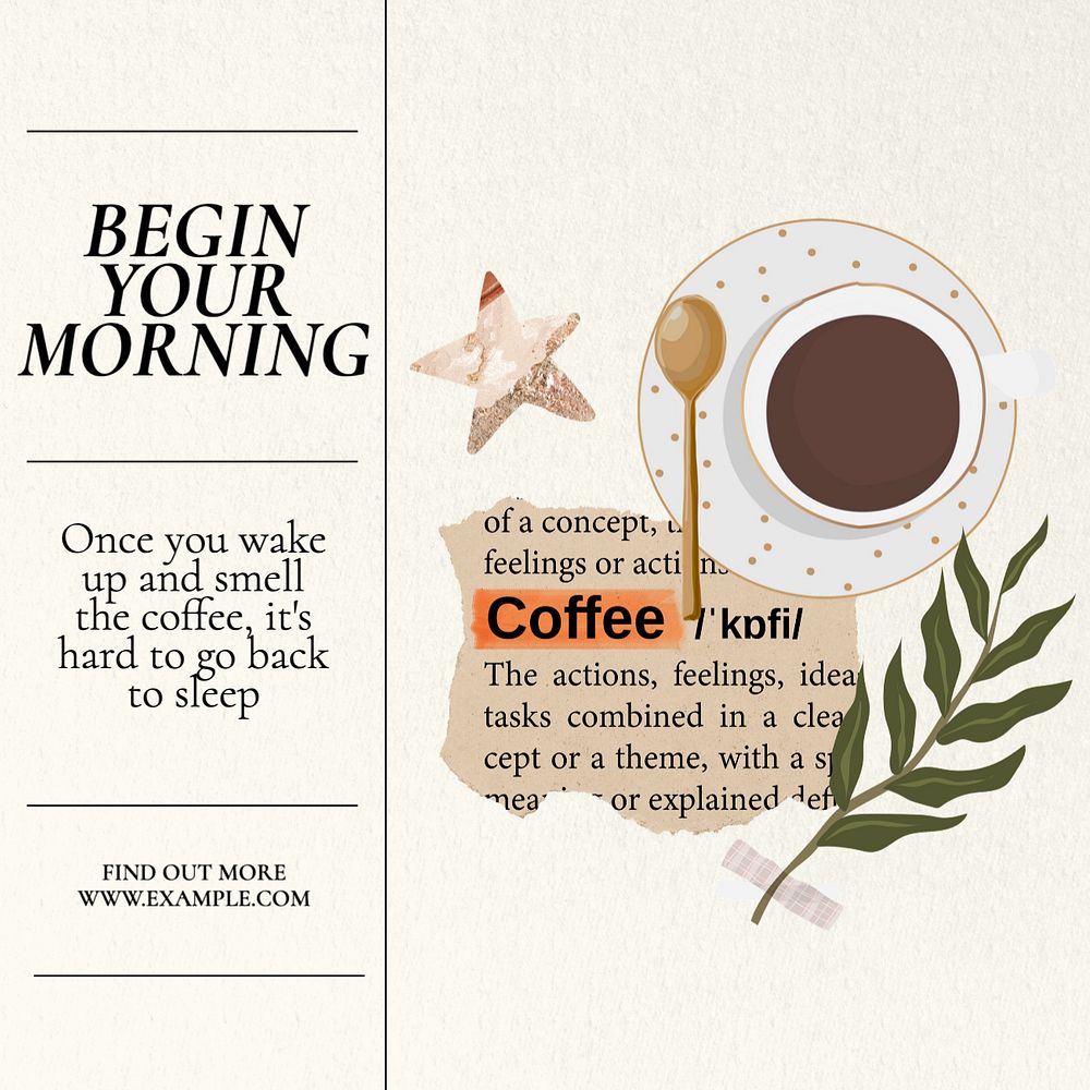 Begin your morning Instagram post template, editable text