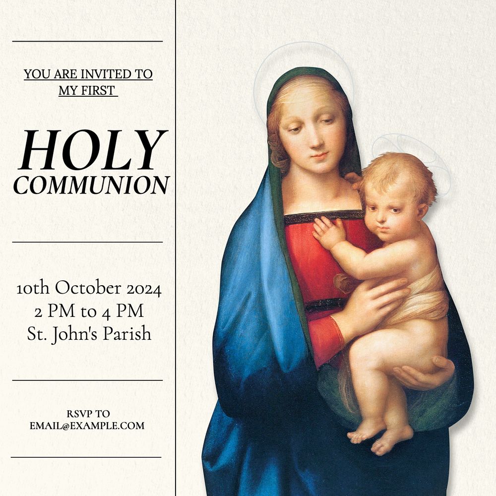 Holy communion Instagram post template, editable text