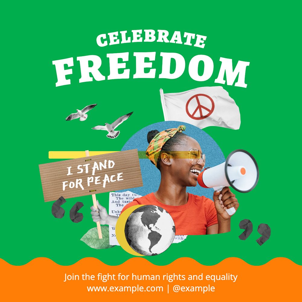 Celebrate freedom Instagram post template, editable text