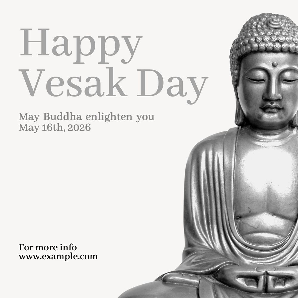 Happy Vesak Day  Instagram post template, editable text