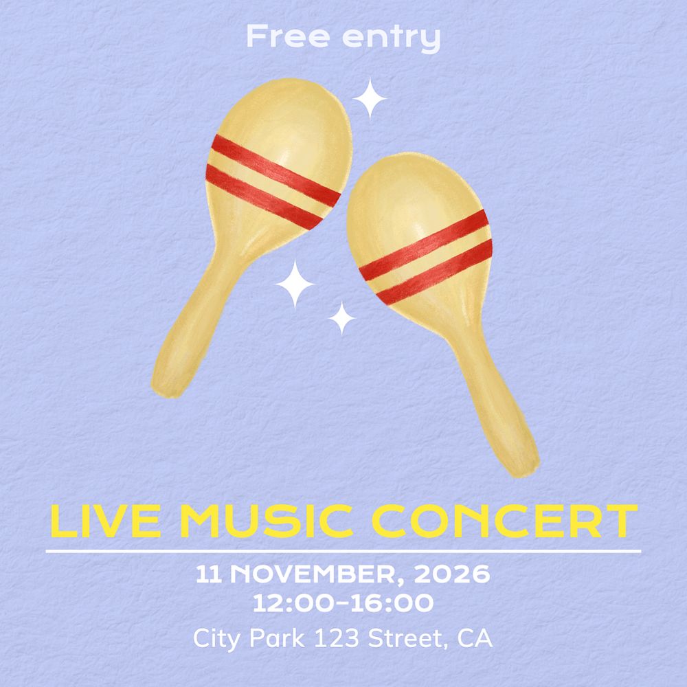 Live music concert Instagram post template, editable text