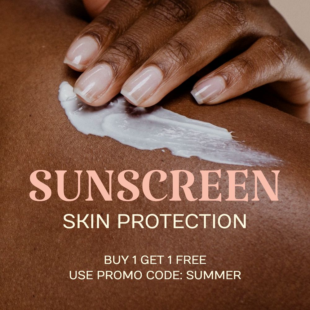 Sunscreen advertisement  Instagram post template, editable text