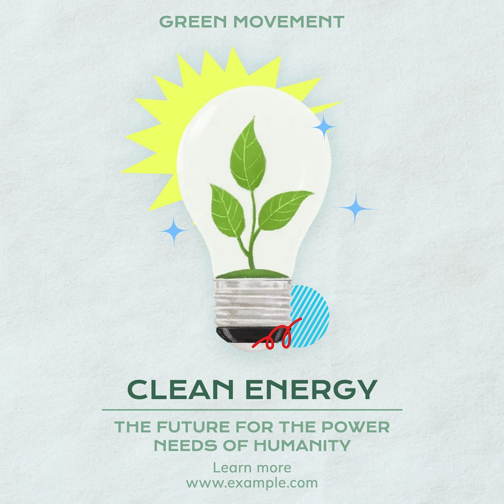 Clean energy Instagram post template, editable text