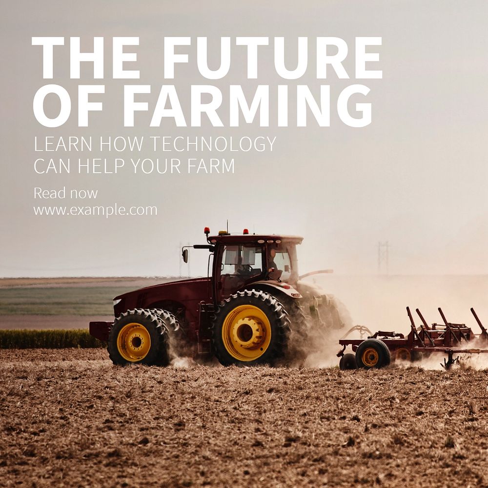 Farming technology Instagram post template, editable text