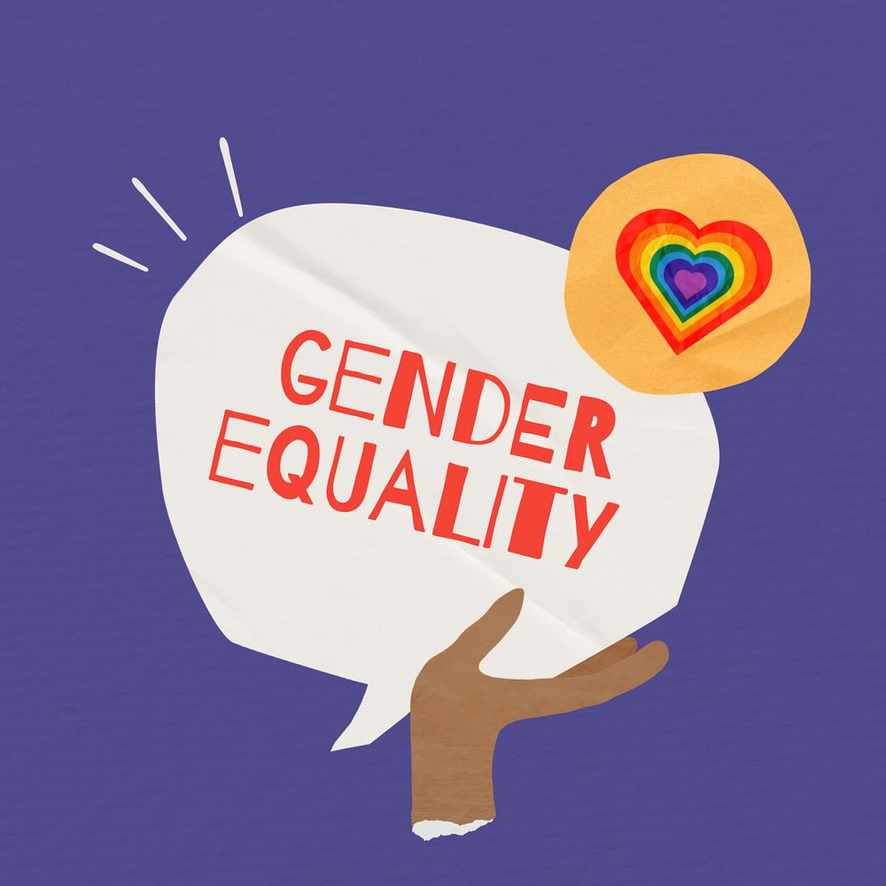 Gender equality word, speech bubble paper craft, editable design