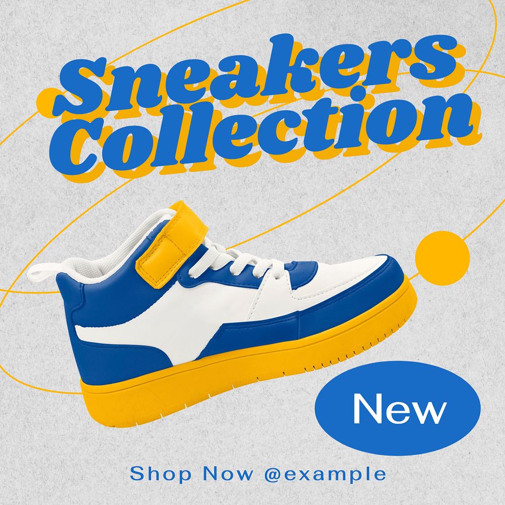 Sneakers collection Instagram post template, editable text