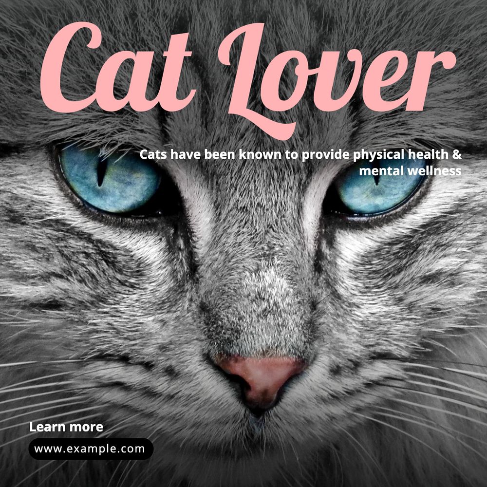 Cat lovers Instagram post template, editable text