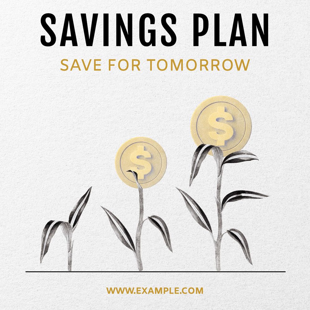 Savings plan Instagram post template, editable text