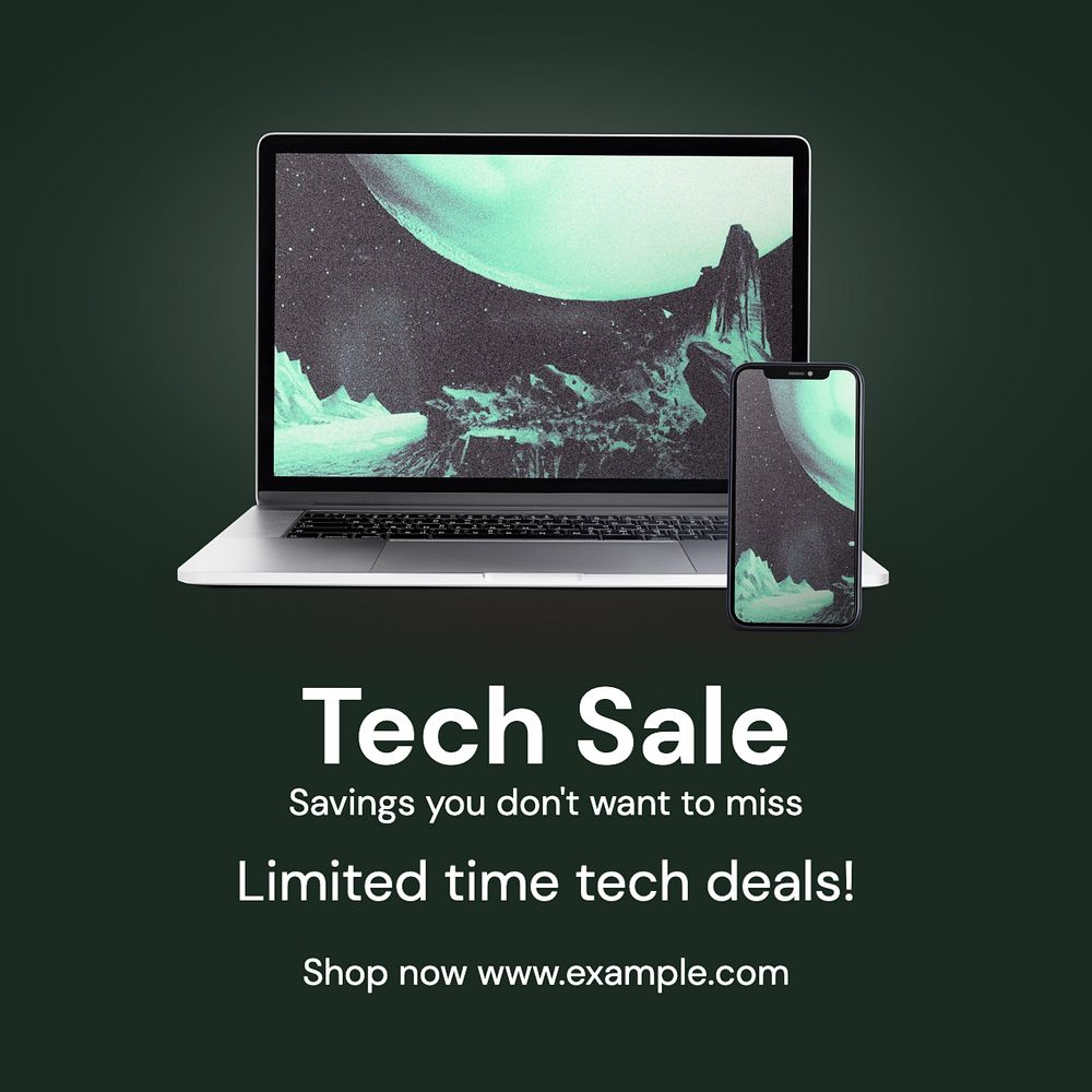 Tech sale Instagram post template, editable text