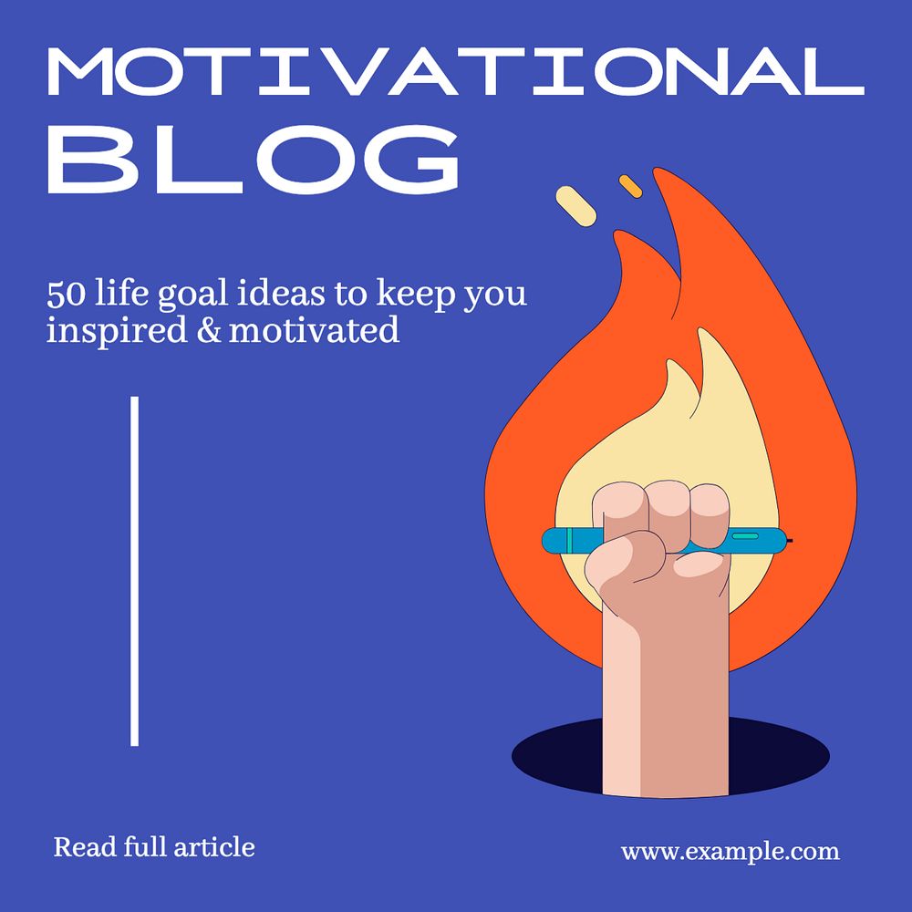 Motivational blog Instagram post template, editable text