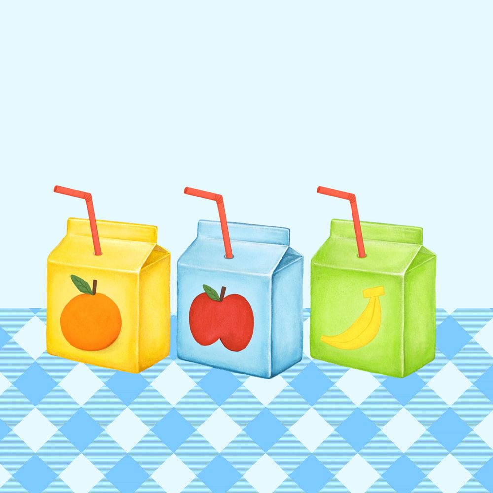 Juice boxes, healthy drinks digital painting, editable design