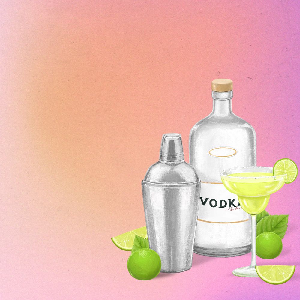 Vodka cocktail background, alcoholic drinks illustration, editable design