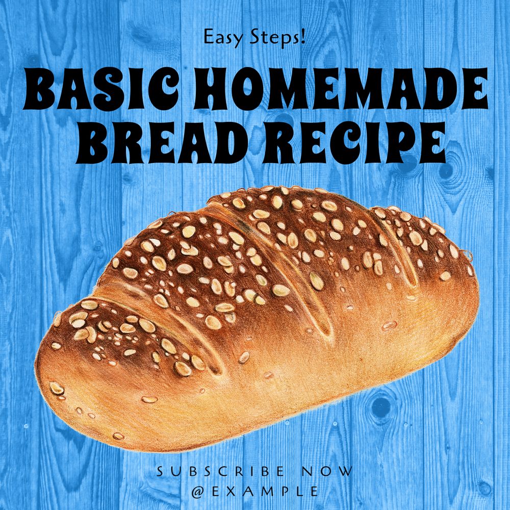 Homemade bread recipe Instagram post template, editable text