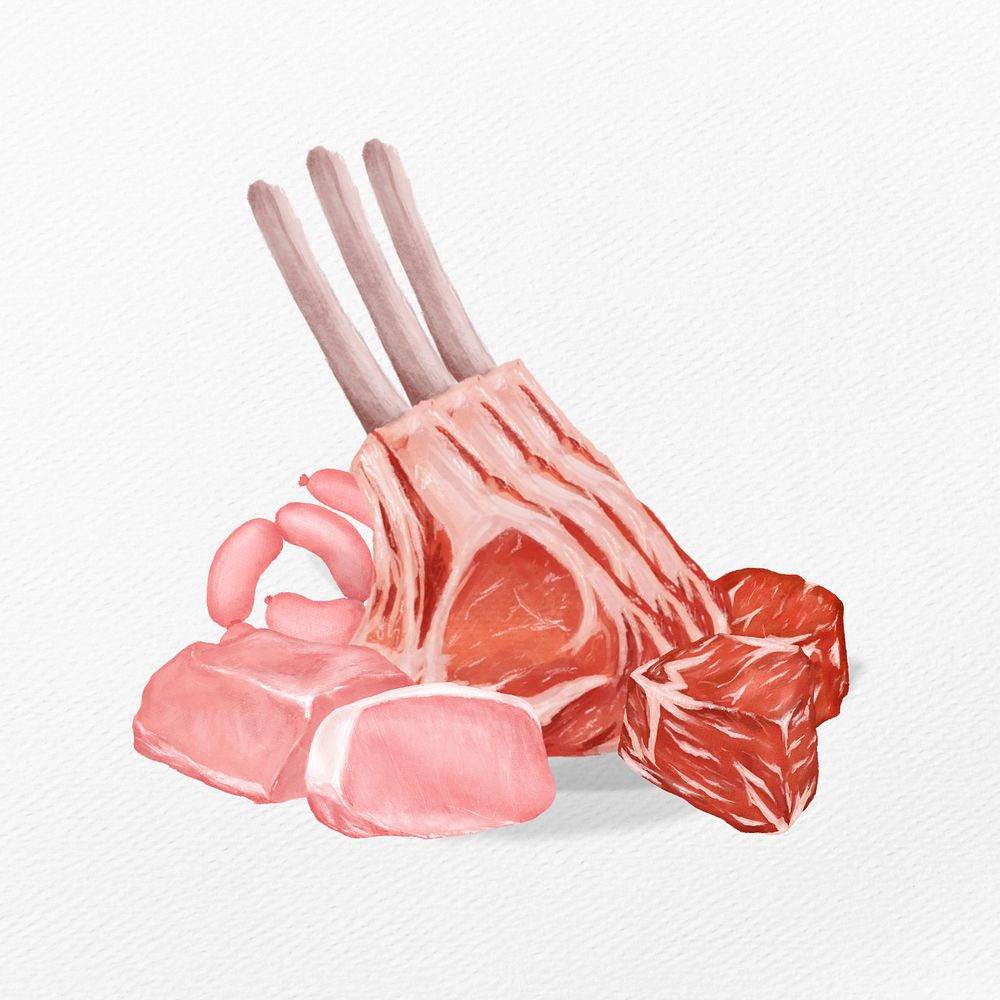 Butchery fresh meat, food illustration, editable design