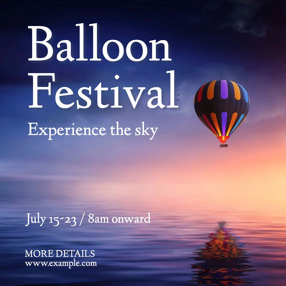 Balloon festival Instagram post template, editable text