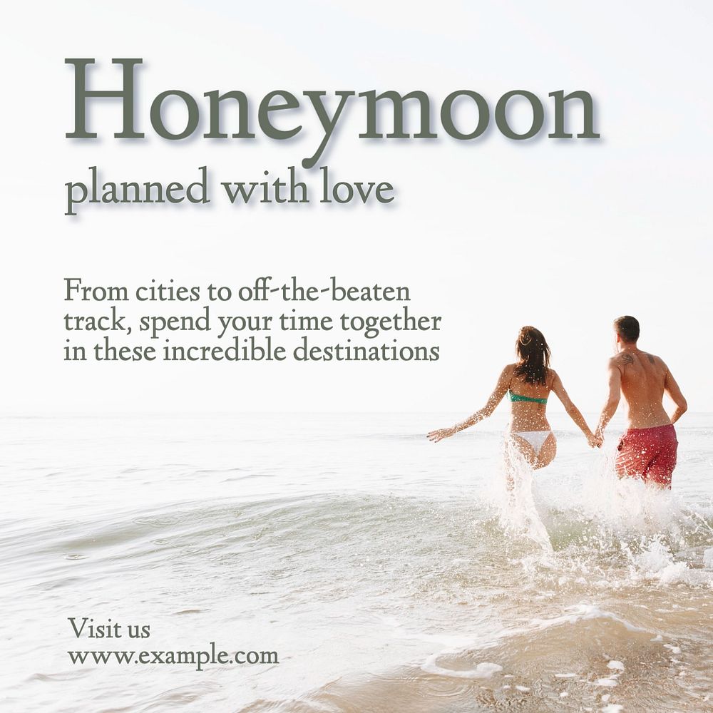 Honeymoon planner Instagram post template, editable text