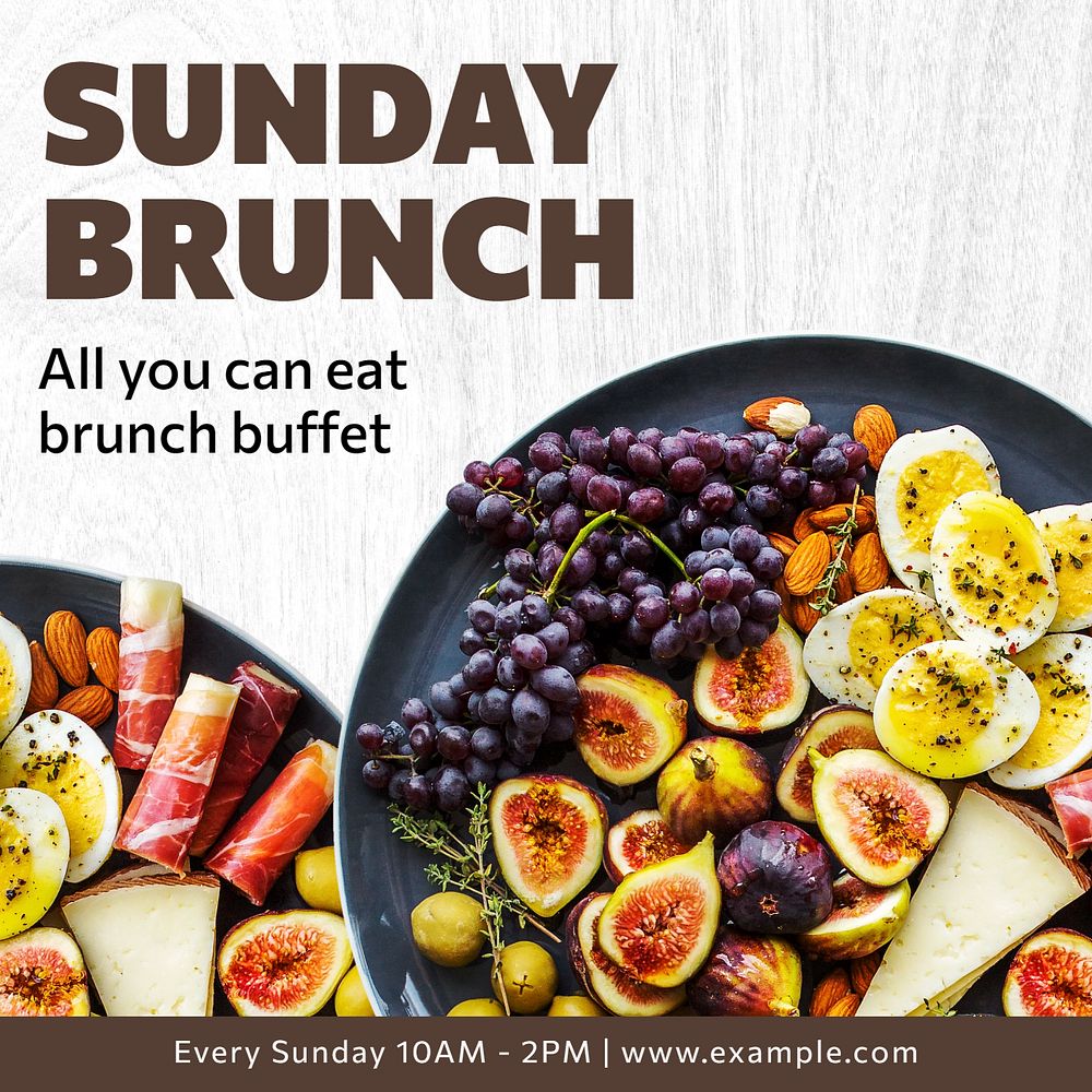 Sunday brunch Instagram post template, editable text