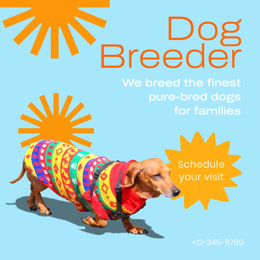 Dog breeder Instagram post template, editable text