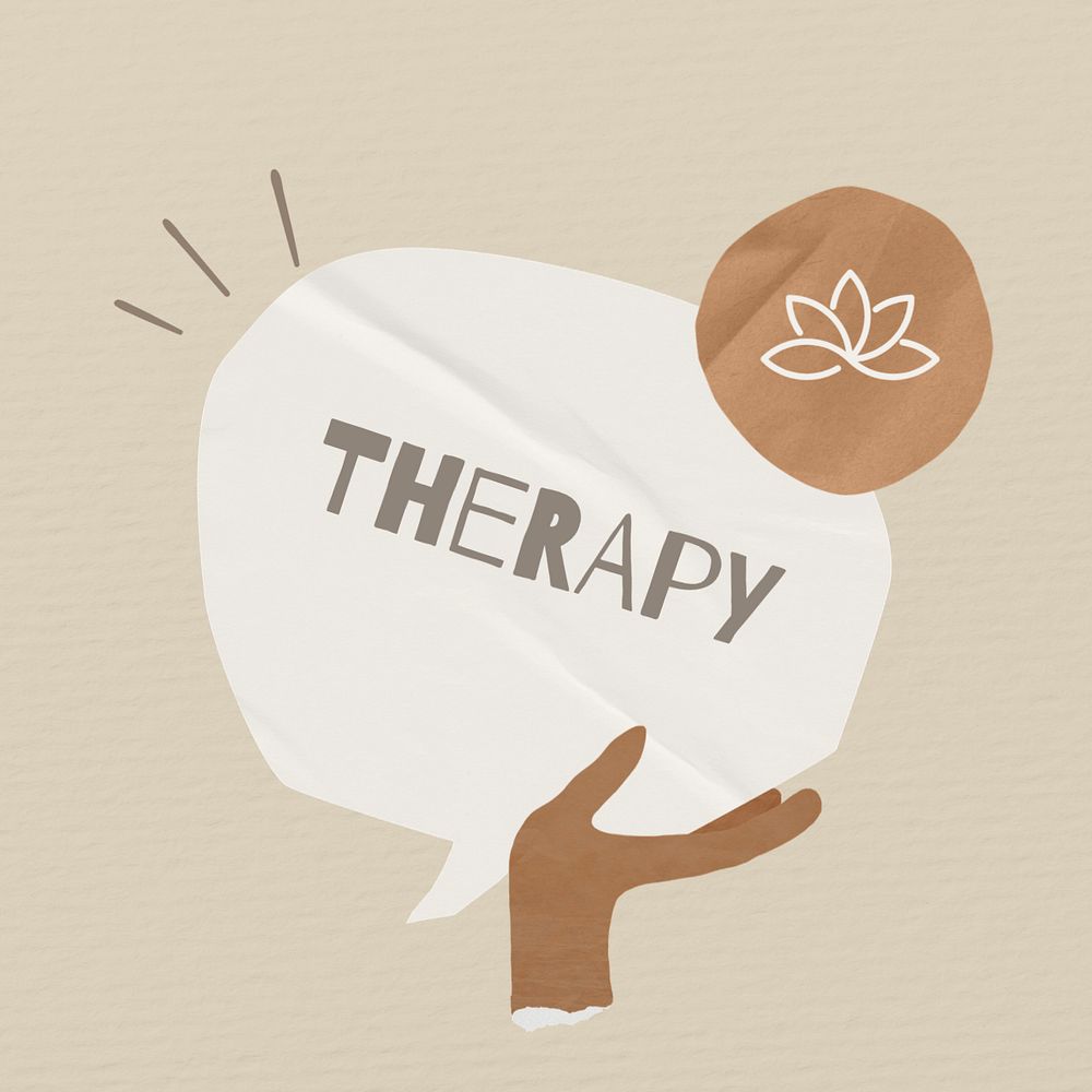 Therapy word, speech bubble paper craft, editable design