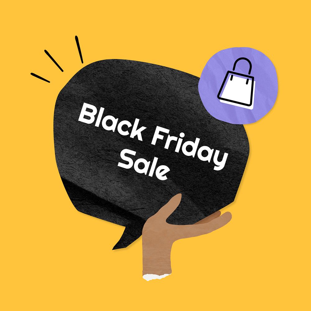 Black Friday sale word, speech bubble paper craft, editable design