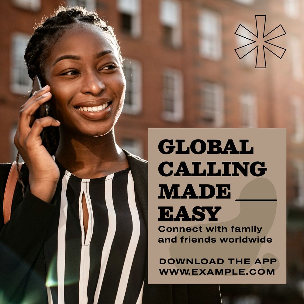 Global calling Instagram post template, editable text