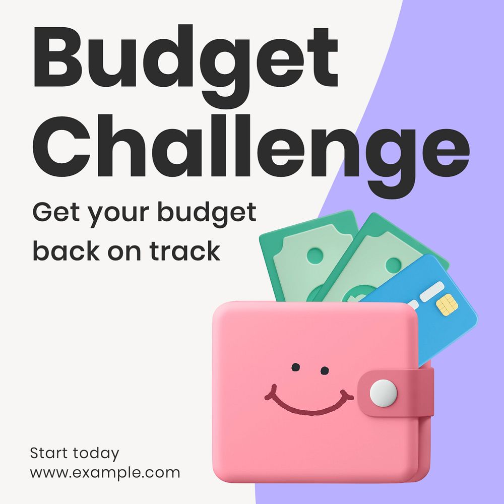 Budget challenge Instagram post template, editable text