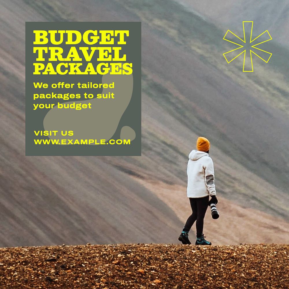 Travel budget Instagram post template, editable text