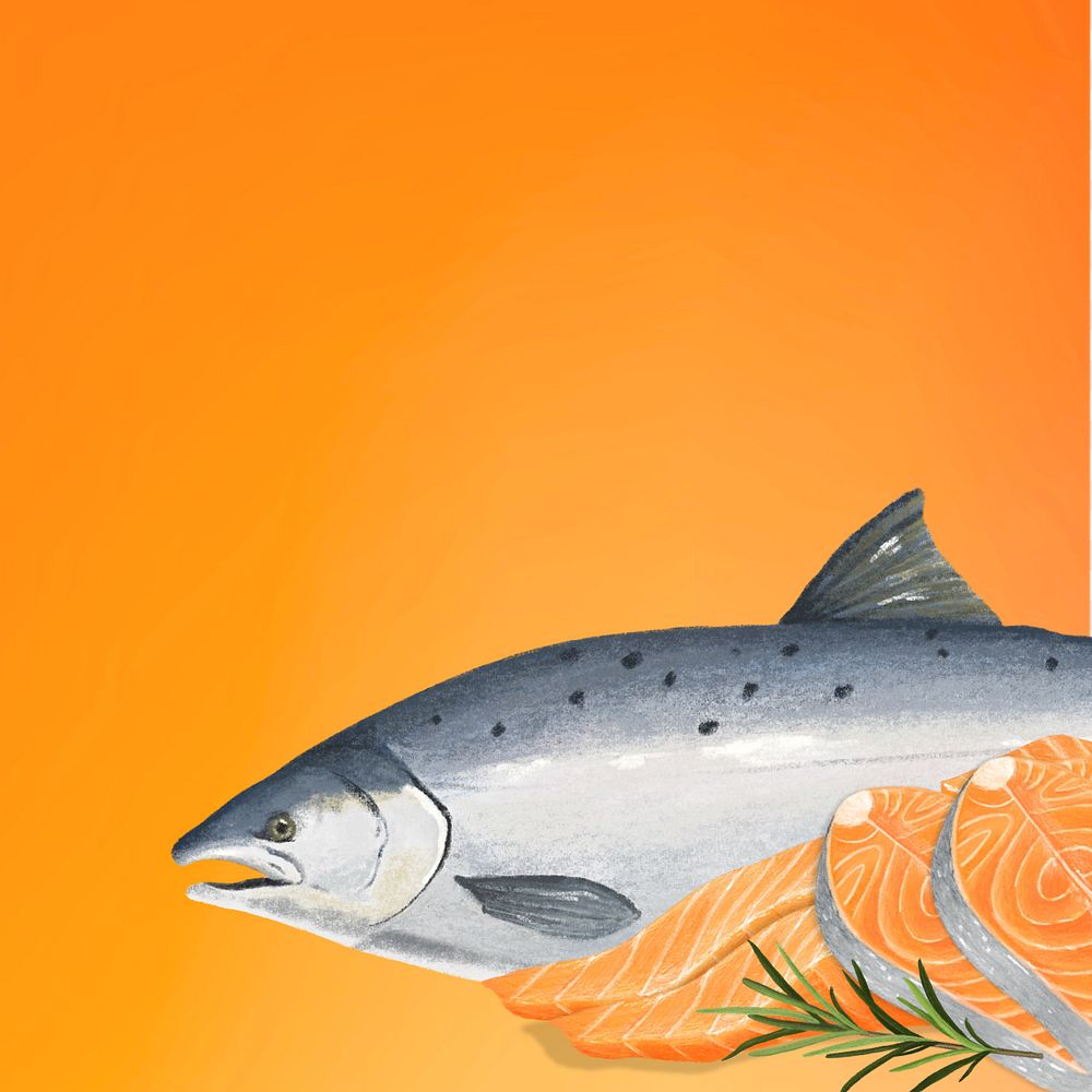 Salmon sashimi fish background, seafood illustration, editable design