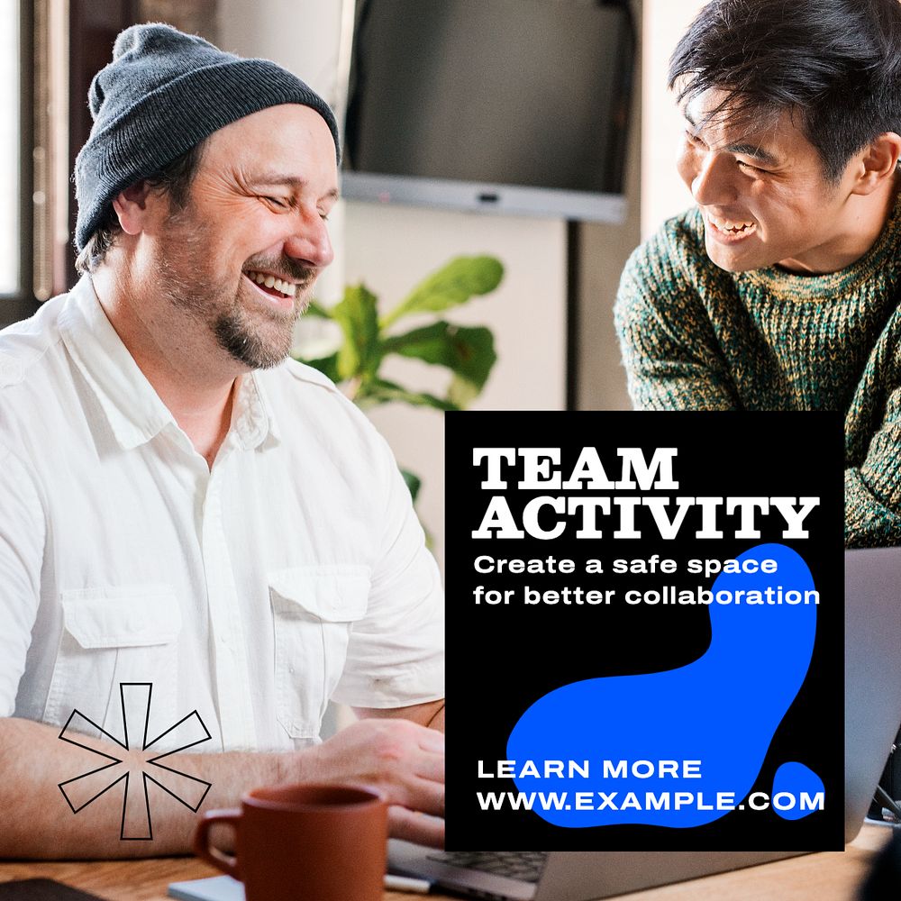 Team activity Instagram post template, editable text