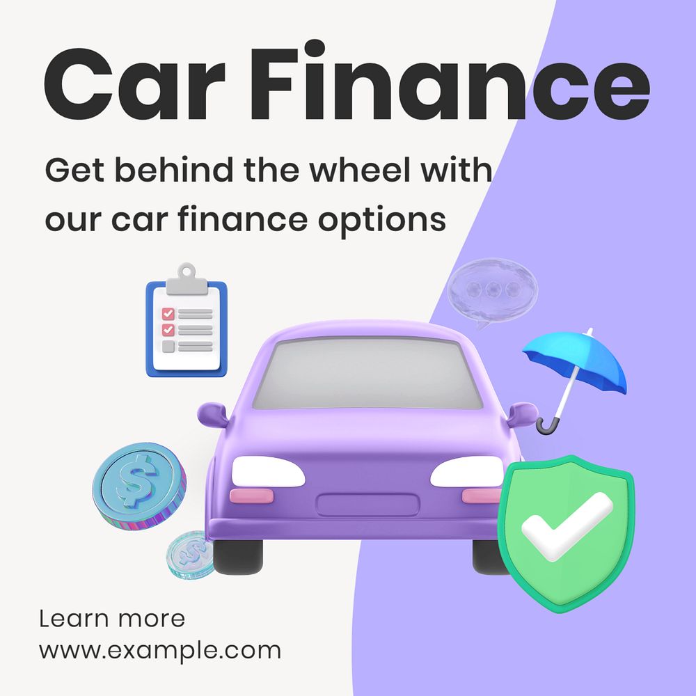 Car finance Instagram post template, editable text