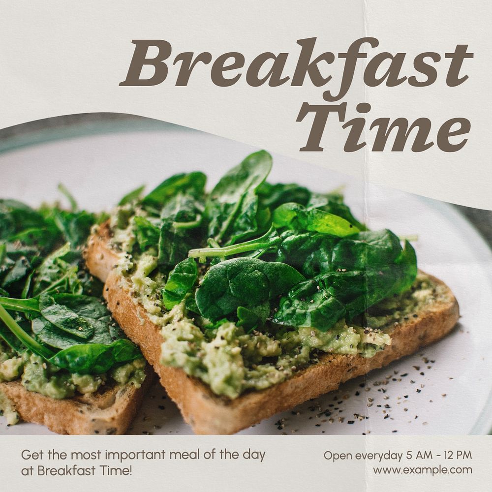 Breakfast time Instagram post template, editable text