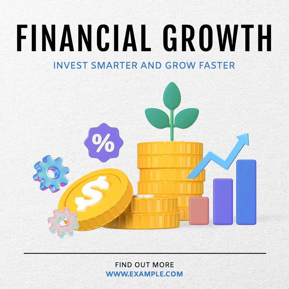 Financial growth Instagram post template, editable text