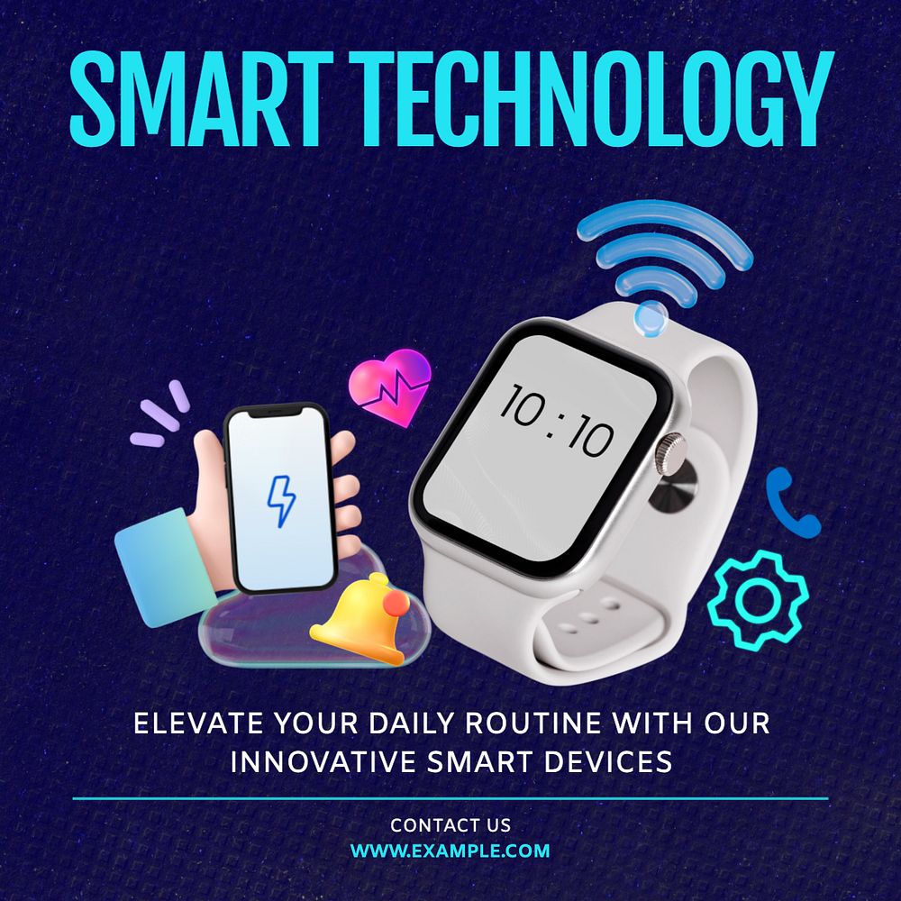 Smart technology Instagram post template, editable text