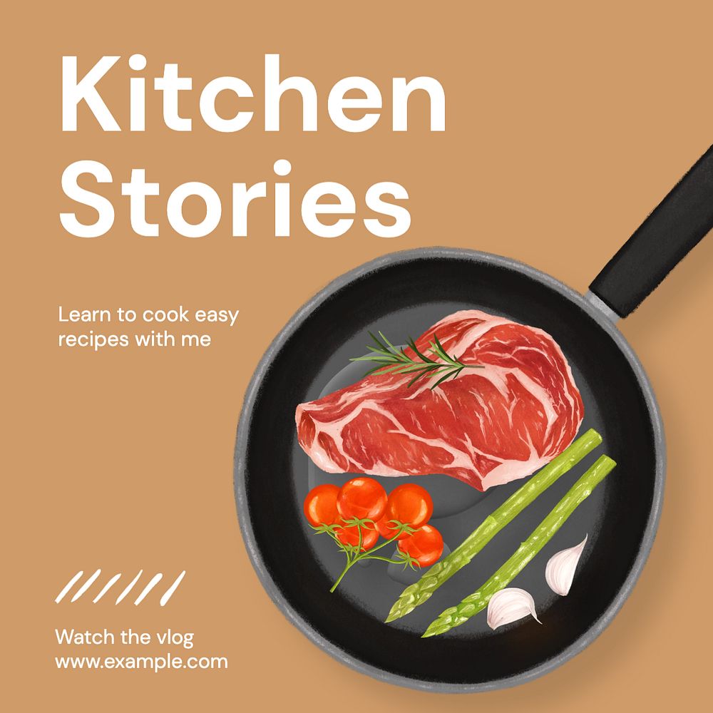 Kitchen stories  Instagram post template, editable text