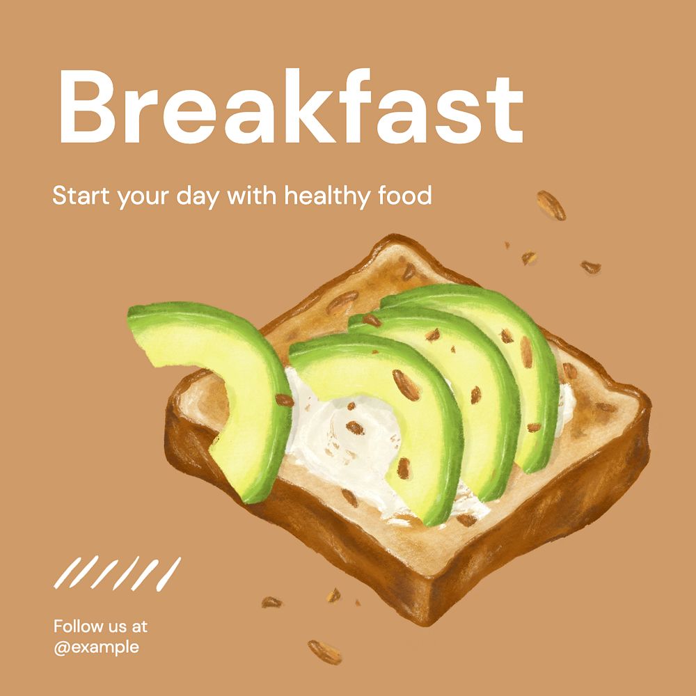 Breakfast  Instagram post template, editable text