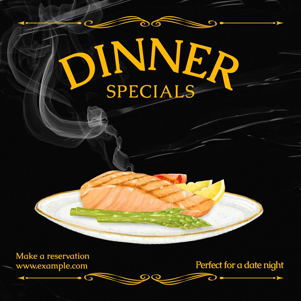 Dinner specials  Instagram post template, editable text