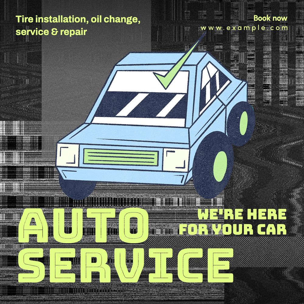 Auto service Instagram post template, editable text