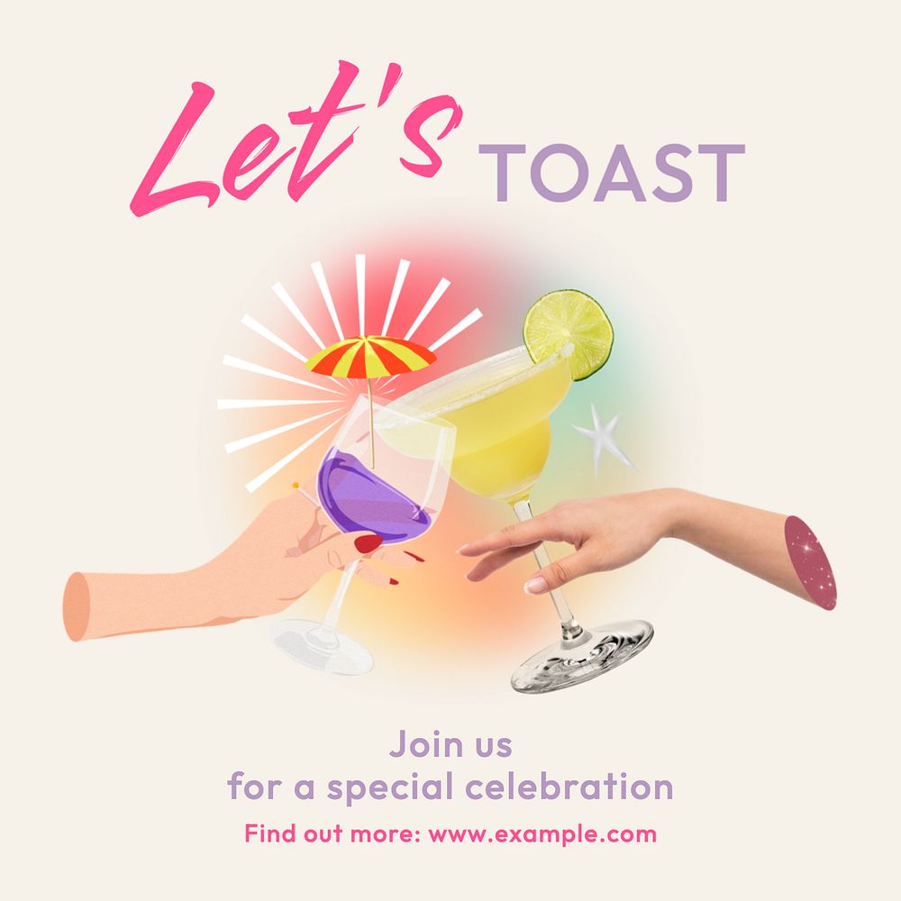 Let's toast Instagram post template, editable text