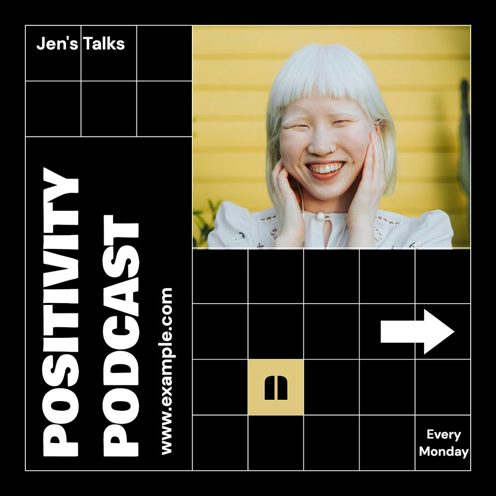 Positivity podcast Instagram post template, editable text