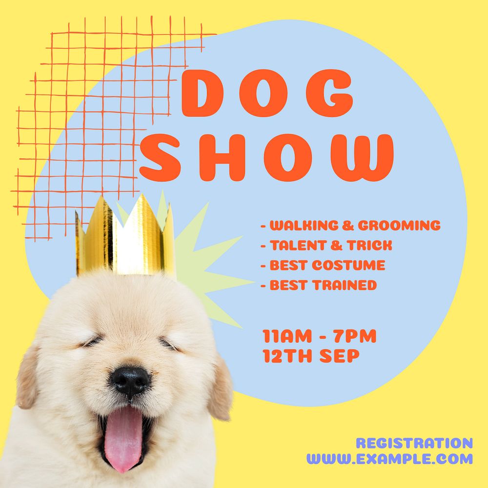 Dog show Instagram post template, editable text