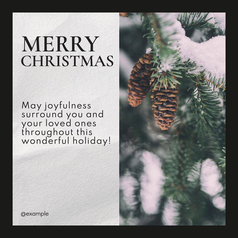 Merry Christmas Instagram post template, editable text