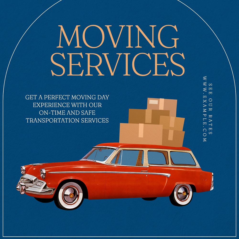 Moving services Instagram post template, editable text