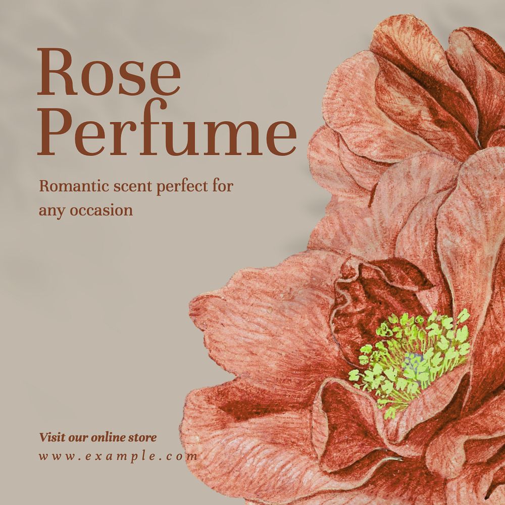 Rose perfume Instagram post template, editable text