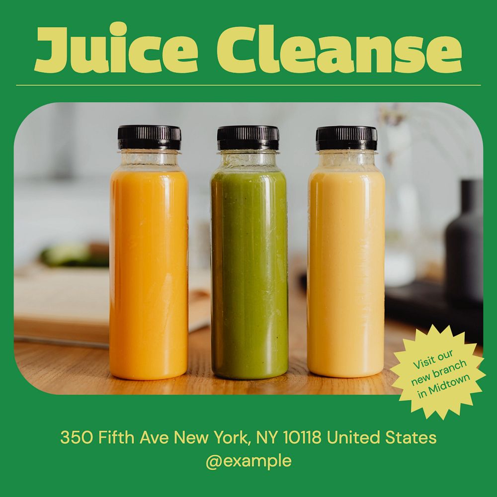 Juice cleanse Instagram post template, editable text