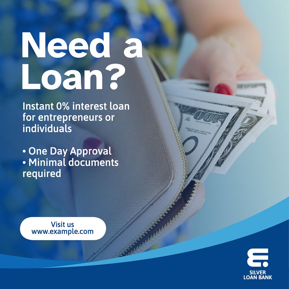 Bank loan Instagram post template, editable text