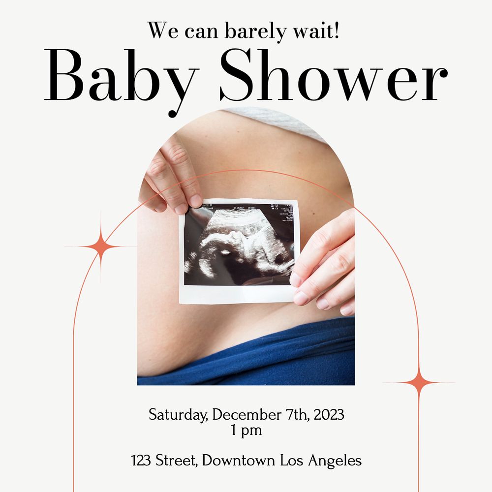 Baby shower Instagram post template, editable text