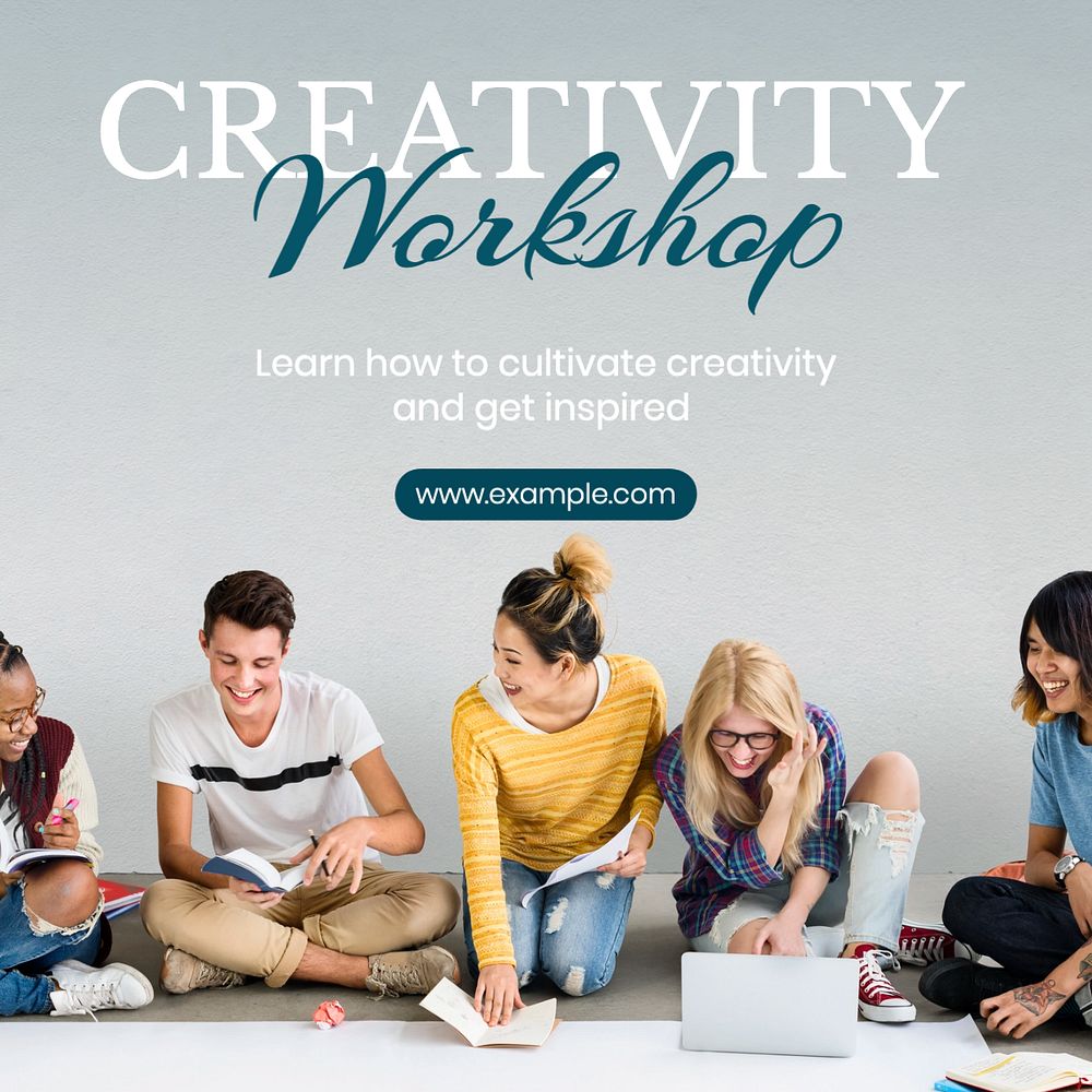 Creativity workshop Instagram post template, editable text