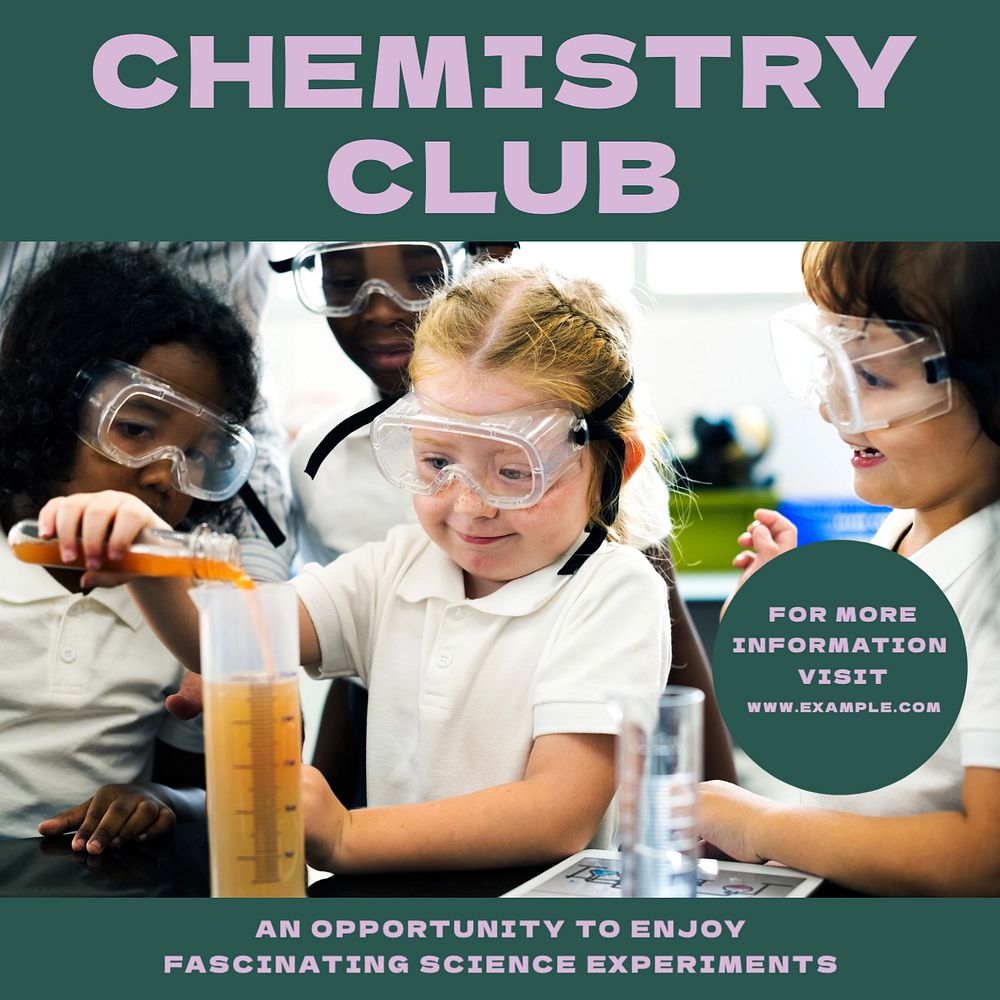 Chemistry club Instagram post template, editable text