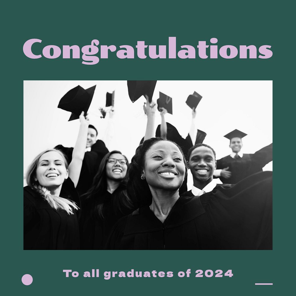 Graduation message Instagram post template, editable text