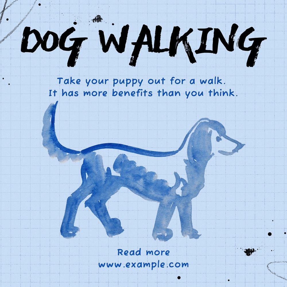 Dog walking benefits Instagram post template, editable text